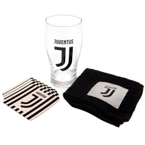 A Juventus mini bárszett részletes elemei és a klub címere