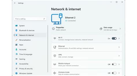 Ethernet kapcsolat beállításai