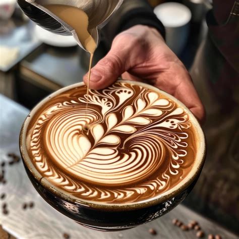 Barista latte art mintát önt