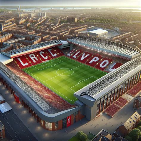 Liverpool FC logó és az Anfield Stadion látképe