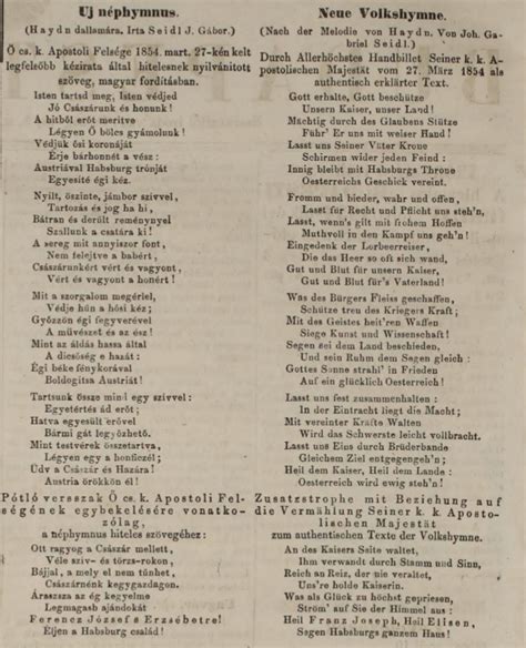 A Gotterhalte magyar és német nyelvű szövege a Budapesti Hírlap 1852. április 12-i számában
