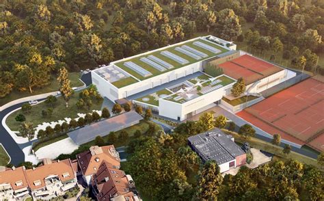 Folyondár Sportközpont látképe a Kiscelli parkerdő határánál