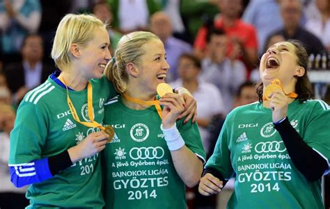 Katrine Lunde BL-győzelmet ünnepel a Győrrel