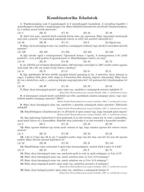 kombinatorikai alapesetek szemléltetése