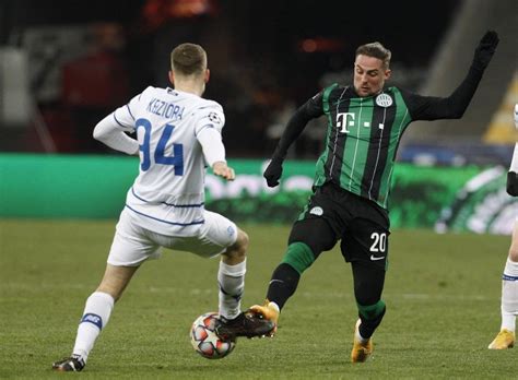 Ferencváros és Dinamo Zagreb focisták a pályán, BL meccsen