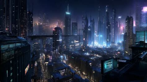 Cyberpunk város látképe