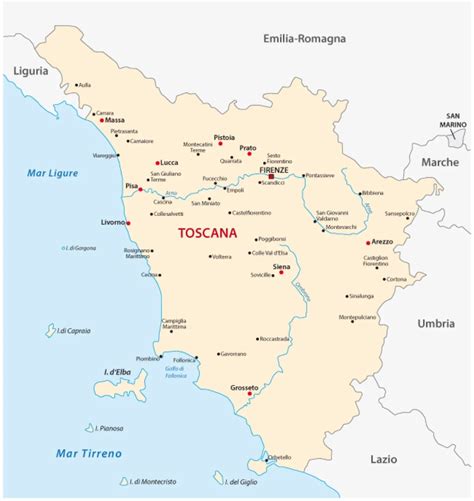 Térkép La Foce, Toszkána elhelyezkedéséről