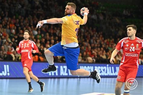 Szász András gólöröme egy kézilabda mérkőzésen