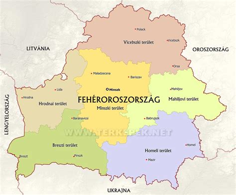 Térkép: Magyarország, Fehéroroszország és Szerbia elhelyezkedése