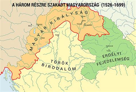 Magyarország térképe a 16. században, három részre szakadva