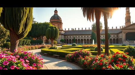 Az Alcázar palota díszes udvara és kertjei
