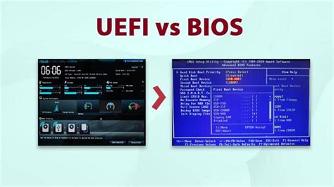 A BIOS és UEFI közötti különbségeket szemléltető infografika