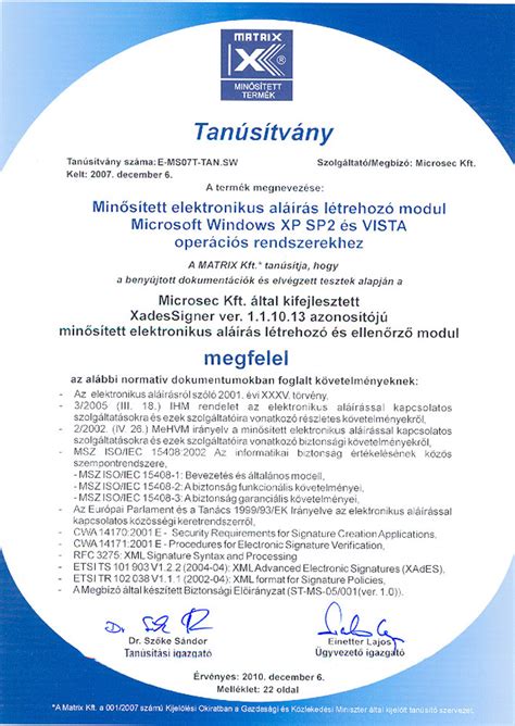Elektronikus ügyintézéshez szükséges tanúsítványok