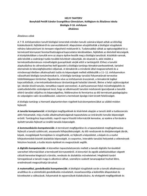 Helyi tanterv és kompetenciafejlesztés összehangolása