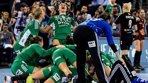 A Győri ETO és a Vardar Szkopje játékosai a BL döntő előtt
