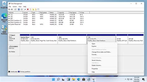 Windows Lemezkezelő - Rendszerpartíció elhelyezkedése