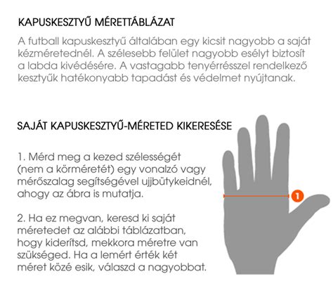 Kapuskesztyű mérettáblázat segédlet