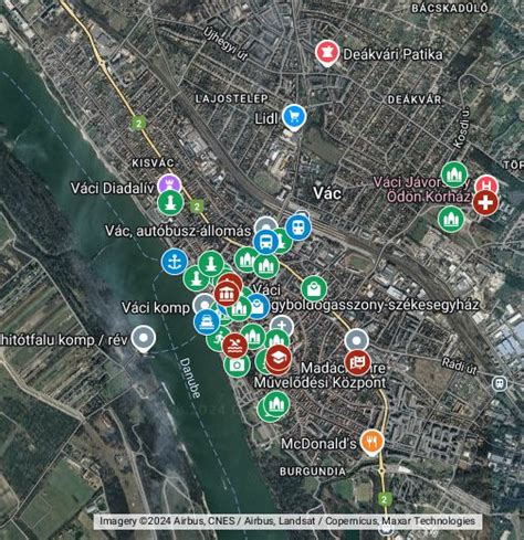 Vác városának térképe