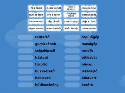 Összetett szavak feladvány