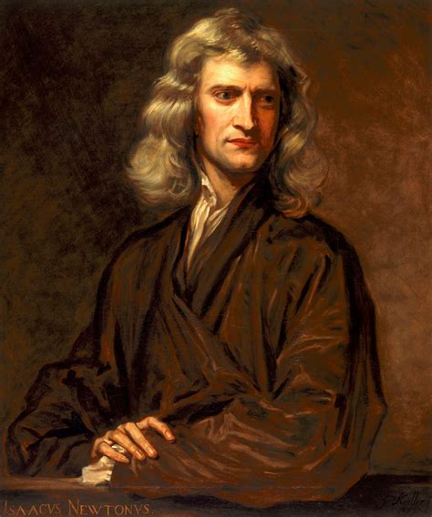 Isaac Newton portréja, amint tanulmányozza a tudományt és ír