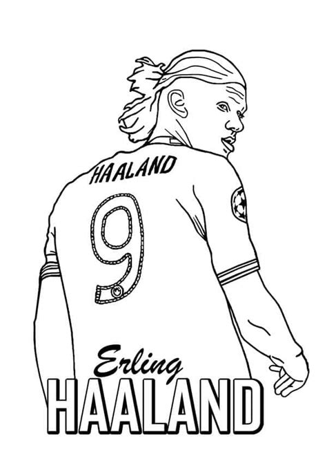 Erling Haaland akcióban színező oldal