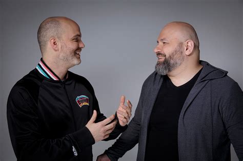 Szaniszló Csaba és Tőrös Balázs az Alley-oop tévéműsor stúdiójában