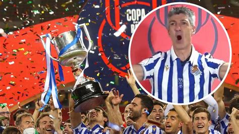 Real Sociedad csapatünneplés a Király Kupa megnyerése után