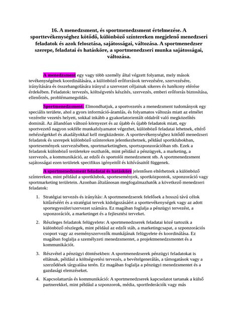 sportmenedzsment és játékosügynöki tevékenység