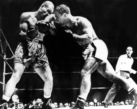 Rocky Marciano és Joe Louis mérkőzés közben