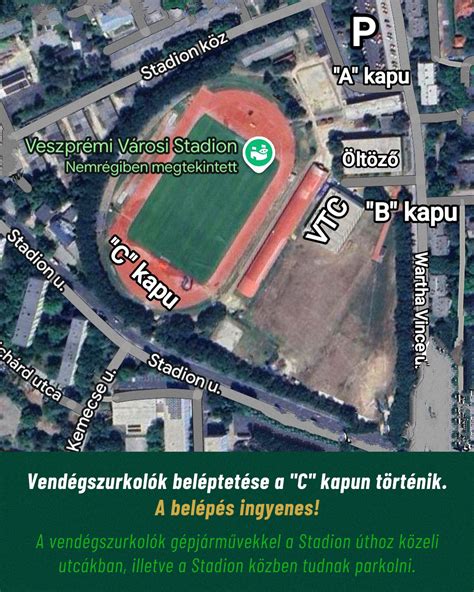 A Veszprémi Stadion utca környékének térképe