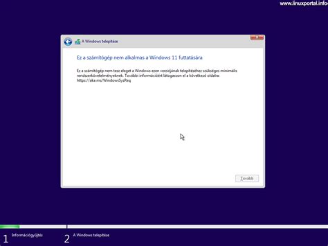 Windows telepítési hibaüzenet