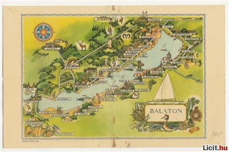 Régi postai térkép Balaton környékéről