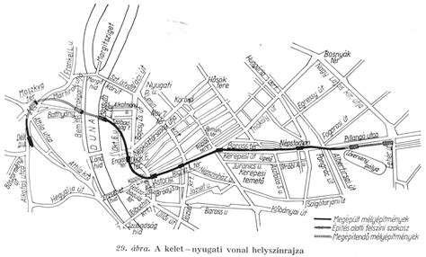 M2 metróvonal térkép Budapesten