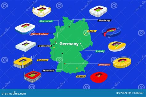 Map showing popular European football stadiums
