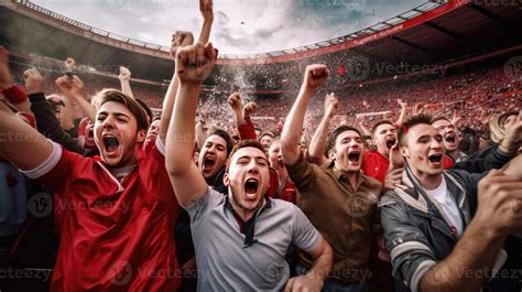 Group of football fans with a guide