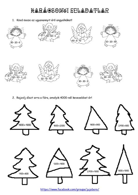 Matematikai feladatlap karácsonyi témával