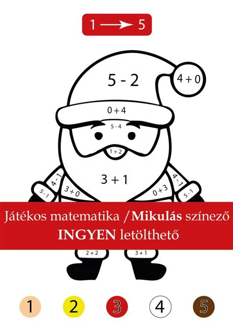Mikulásos matematika színező