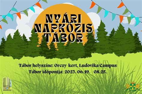 PVSK Napközis Tábor logója és gyermekek táborozás közben