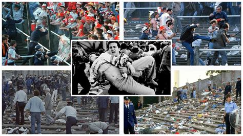 Heysel tragédia utáni kép, törmelék a lelátókon