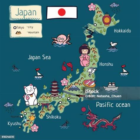 Japán utazási térkép és útlevél