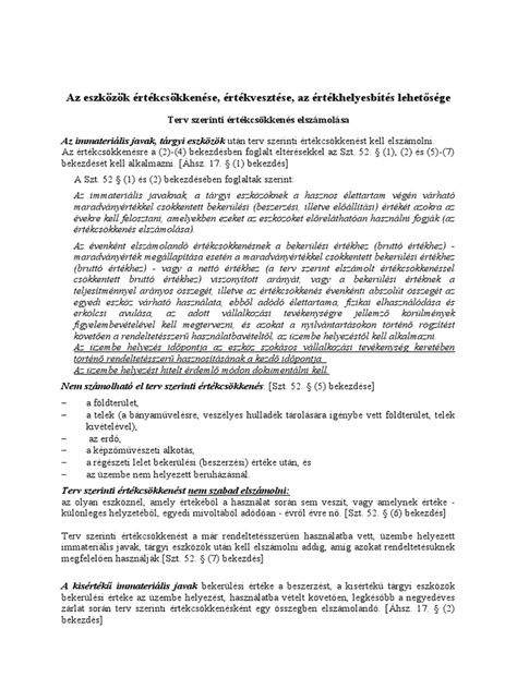 eszközök amortizációja és értékcsökkenése