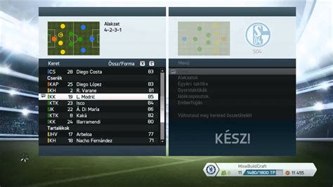 FIFA 14 karrier mód menü és csapatkezelés