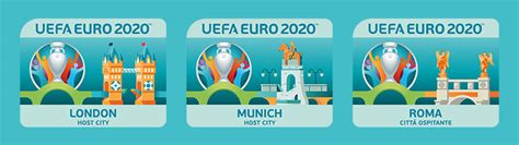 UEFA Euro 2020 logó és a rendező városok térképe