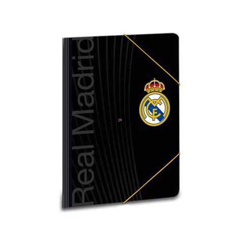 Real Madrid logóval díszített fekete irattartó mappa