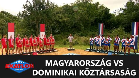 Exatlon Hungary logó és Dominikai Köztársaság tájképe