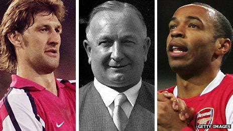 Tony Adams, Thierry Henry és Herbert Chapman szobrai