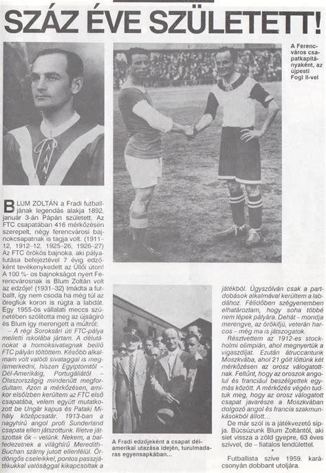 Blum Zoltán, a Ferencváros legendás fedezetjátékosa