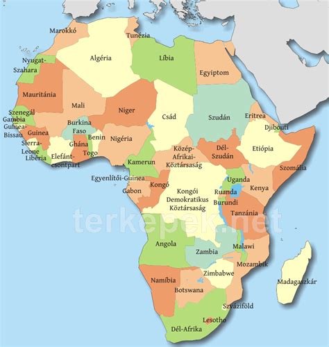 Térkép Afrika országaival és labdarúgó-szövetségeivel