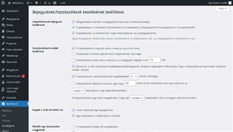 Bejegyzések és hozzászólások beállításai