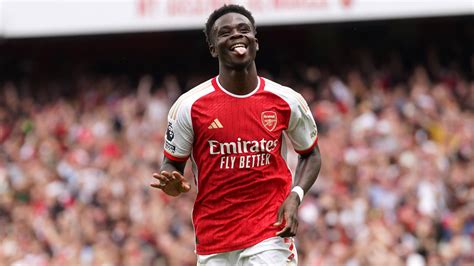 Bukayo Saka ünnepli gólját az Atlético Madrid ellen